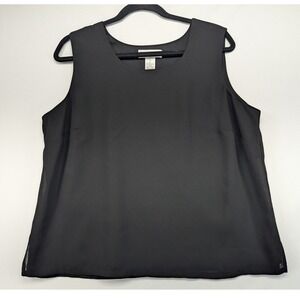 Drapers & Damons Petites Black Sleeveless Shell Top Blouse PL Scoop Neck Lined